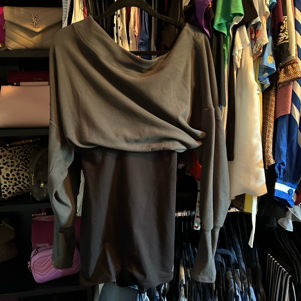 Gray and Black Long Sleeve Dress